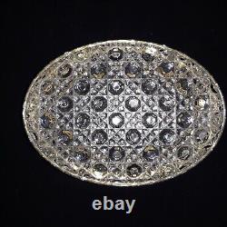 VTG CUT CRYSTAL GLASS & BRASS HEAVY 6x4.5x3 TRINKET JEWELRY BOX CASKET with HINGE