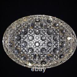 VTG CUT CRYSTAL GLASS & BRASS HEAVY 6x4.5x3 TRINKET JEWELRY BOX CASKET with HINGE