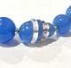 VTG CZECH Art Deco Faux Blue Chalcedony GLASS & Cut Crystal NECKLACE