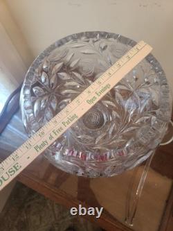 VTG Crystal Cut Glass Rose Punch Bowl 3 Pieces