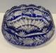 VTG Czech Bohemian Cobalt Cut To Clear Round 9.5x4 Crystal Bowl Roses Sawtooth
