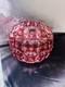 VTG Geometric Cut Crystal Rose Bowl Globe Vase Clear/Cranberry Glass