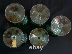 VTG Imperlux AJKA Lausitzer Emerald Green Cut Crystal Wine Glasses 8 Set of 5