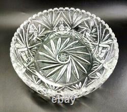 VTG Large Crystal Lead Hand Cut Glass Bowl Dish 9.5 in