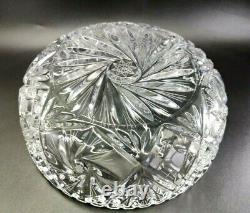 VTG Large Crystal Lead Hand Cut Glass Bowl Dish 9.5 in