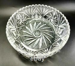 VTG Large Crystal Lead Hand Cut Glass Bowl Dish 9.5 in