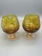 VTG Nachtmann Traube Amber Cut to Clear Crystal Brandy Glass Snifters