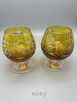 VTG Nachtmann Traube Amber Cut to Clear Crystal Brandy Glass Snifters