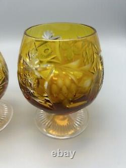 VTG Nachtmann Traube Amber Cut to Clear Crystal Brandy Glass Snifters