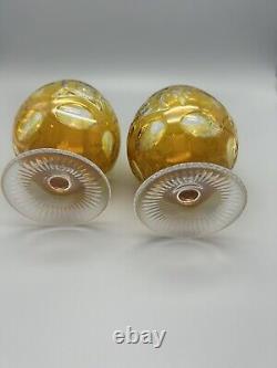 VTG Nachtmann Traube Amber Cut to Clear Crystal Brandy Glass Snifters