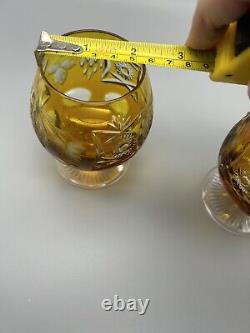 VTG Nachtmann Traube Amber Cut to Clear Crystal Brandy Glass Snifters