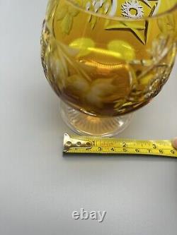 VTG Nachtmann Traube Amber Cut to Clear Crystal Brandy Glass Snifters