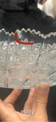 VTG Queen Lace Crystal Bowl 13 1/2 Inch Bohemian Czech Hand Cut