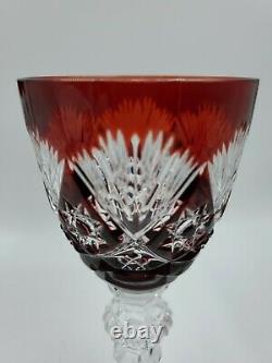 VTG SPODE WINE GLASS Cranberry Cut To Clear Crystal 7 1/4 BOHEMIAN STYLE Lot/2