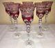 VTG Set of 6 Wine Glasses Water Goblets THARAUD Ruby Cranberry Cut Crystal