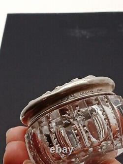 VTG Vanity Cut Crystal Glass Jars Hair Receiver & Powder RW&S Sterling Lids