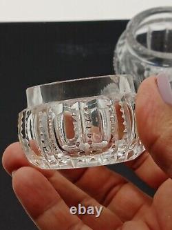 VTG Vanity Cut Crystal Glass Jars Hair Receiver & Powder RW&S Sterling Lids