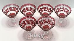Val St Lambert 6 Crystal Blarney Ruby Martini Cocktail Glass Cut to Clear 3.5