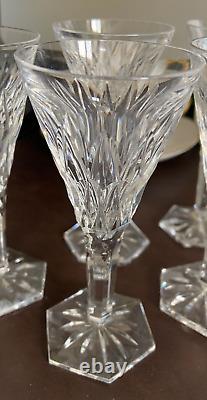 Val St. Lambert (7) HAFNIA CUT FANTAISIE Clear Sherry Goblets / Glasses