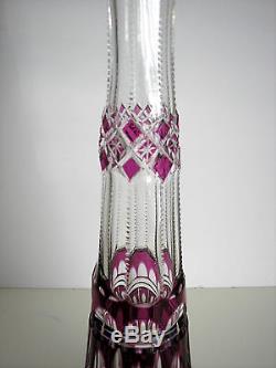 Val St Lambert Amethyst Or Plum Cased Cut Clear Crystal Decanter