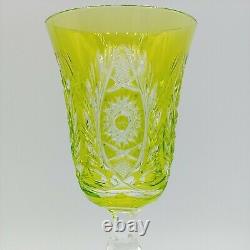 Val St Lambert Chartreuse Cut to Clear Crystal Wine Glass Fancy Foot 8.5