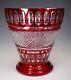 Val St. Lambert Crystal Ruby Cranberry Cut to Clear Huge Glass Vase