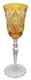 Val St Lambert Crystal Wine Glass Amber Gold Cut to Clear Snowflake Base 8.25