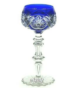 Val St Lambert Dusseldorf Crystal Wine Goblet Cobalt Blue Cut to Clear Rare