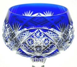 Val St Lambert Dusseldorf Crystal Wine Goblet Cobalt Blue Cut to Clear Rare