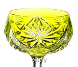 Val St Lambert Epinal Yellow Gold Cut to Clear Crystal Wine Glass Goblet