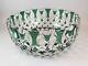 Val St. Lambert Green Cut-to-Clear Crystal Centerpiece Bowl 10 Diameter x 4H