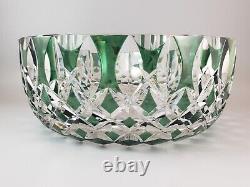 Val St. Lambert Green Cut-to-Clear Crystal Centerpiece Bowl 10 Diameter x 4H