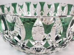 Val St. Lambert Green Cut-to-Clear Crystal Centerpiece Bowl 10 Diameter x 4H