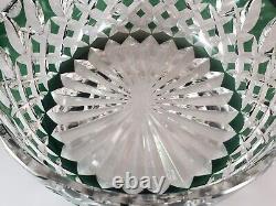 Val St. Lambert Green Cut-to-Clear Crystal Centerpiece Bowl 10 Diameter x 4H
