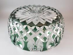 Val St. Lambert Green Cut-to-Clear Crystal Centerpiece Bowl 10 Diameter x 4H