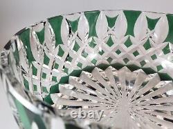 Val St. Lambert Green Cut-to-Clear Crystal Centerpiece Bowl 10 Diameter x 4H