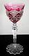 Val St Lambert Verrept Cranberry Pink Cased Cut Clear Crystal Rhine Wine Goblet