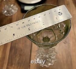 Val St Lambert Verrept Lime Chartreuse Cut to Clear Crystal Wine Glass GORGEOUS