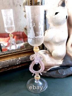 Venetian Goblet Murano Glass Cut Crystal 31.5 Cm N°5