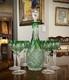 Very RARE Bavarian Emerald Green Cut To Clear Crystal Decanter Cordial Set 8pc