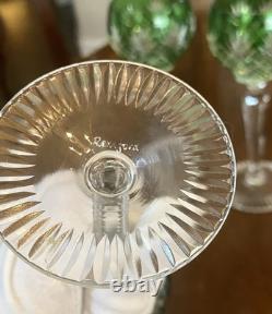 Very RARE Bavarian Emerald Green Cut To Clear Crystal Decanter Cordial Set 8pc