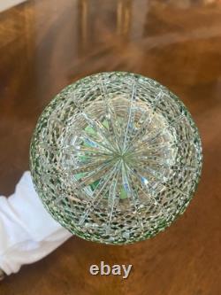 Very RARE Bavarian Emerald Green Cut To Clear Crystal Decanter Cordial Set 8pc