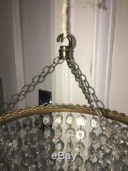 Very large cut glass crystal bag chandelier 32cm wide