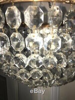 Very large cut glass crystal bag chandelier 32cm wide