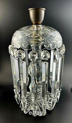 Victorian Anglo English Irish Cut Crystal Glass 15 Candle Luster with 13 Prisms