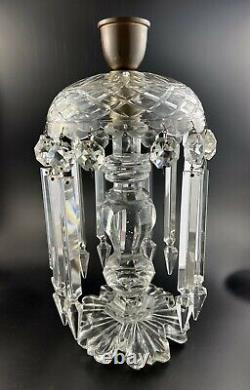 Victorian Anglo English Irish Cut Crystal Glass 15 Candle Luster with 13 Prisms