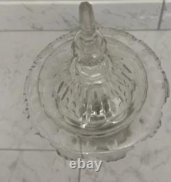 Victorian Sweetmeat Cut Crystal Antique Footed Glass Ginger Jar Covered Coupe