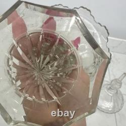 Victorian Sweetmeat Cut Crystal Antique Footed Glass Ginger Jar Covered Coupe