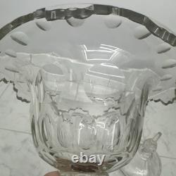 Victorian Sweetmeat Cut Crystal Antique Footed Glass Ginger Jar Covered Coupe