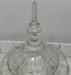 Victorian Sweetmeat Cut Crystal Antique Footed Glass Ginger Jar Covered Coupe